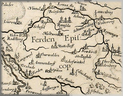 Das Stift Verden auf einer Karte aus dem Jahre 1590.